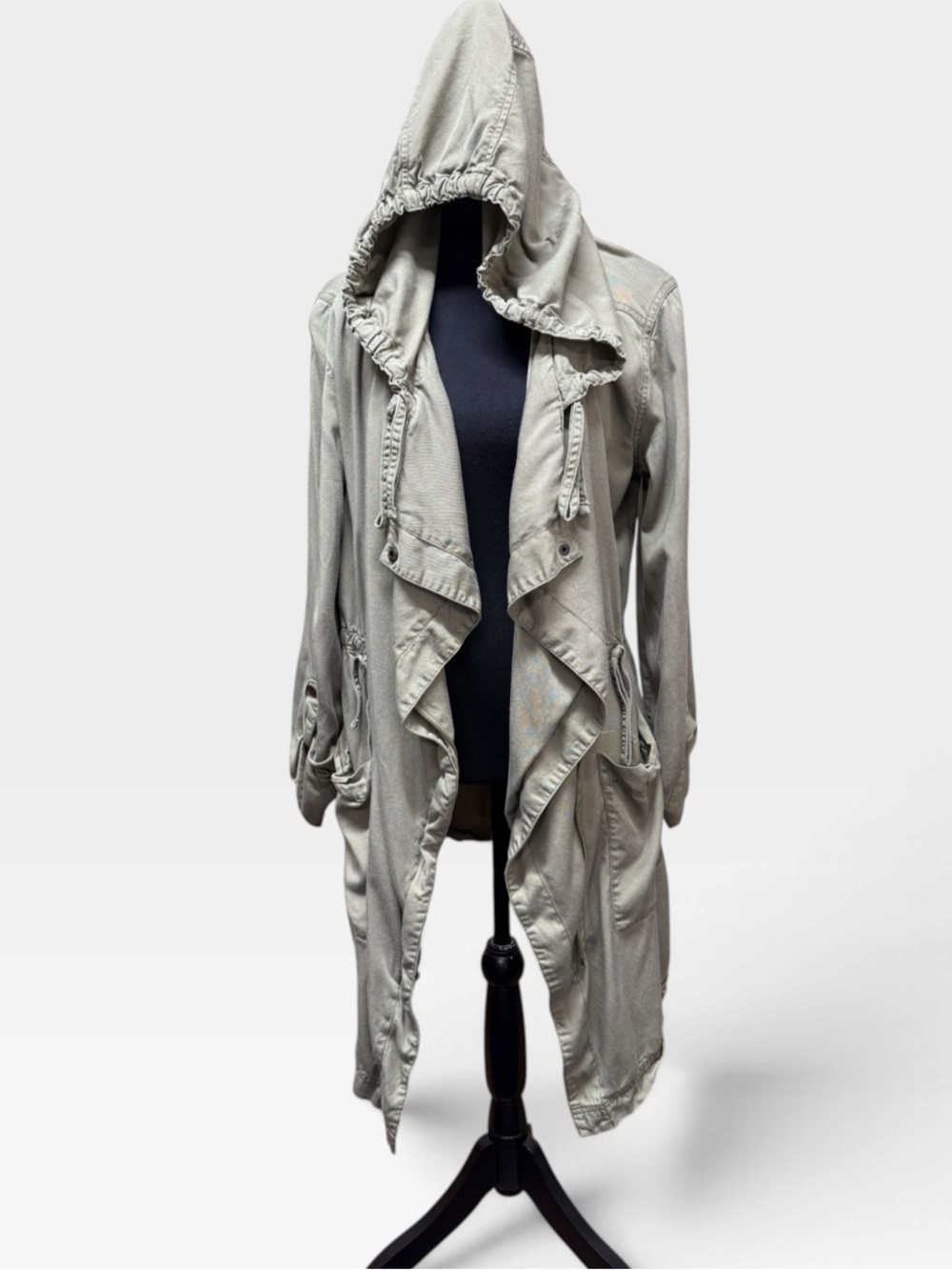 Hollister Olive Green Hooded Draped Utility Jacket Women’s Large